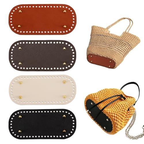 バッグ底板 4枚セット バッグボトム 22*10cm 楕円底 底釘付 レザー底