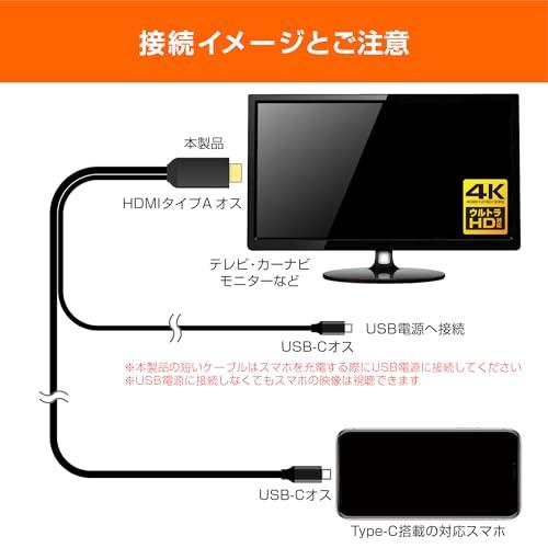 カシムラ 映像をミラーリングしながらPD充電もできる Type-C専用HDMI