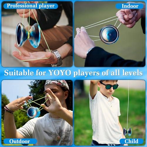 Watieoboo Yoyo 専門 メタルヨーヨー プロ ブラック ブルー シルバー