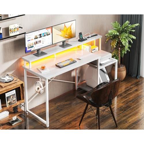 AODK デスク パソコンデスク ゲーミングデスク ラック&コンセント付き