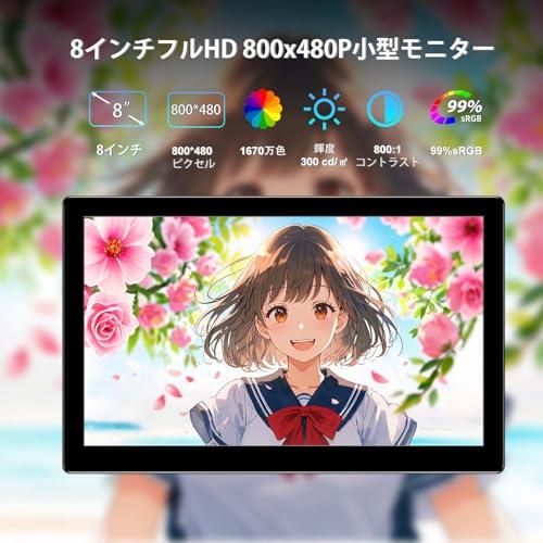 ミニ モニター 8 インチ HD 800x480 LCD ディスプレイ、ラップトップ