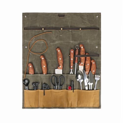 TOURBON カトラリーケース キャンプ 吊り下げ ツールロールバッグ 帆布