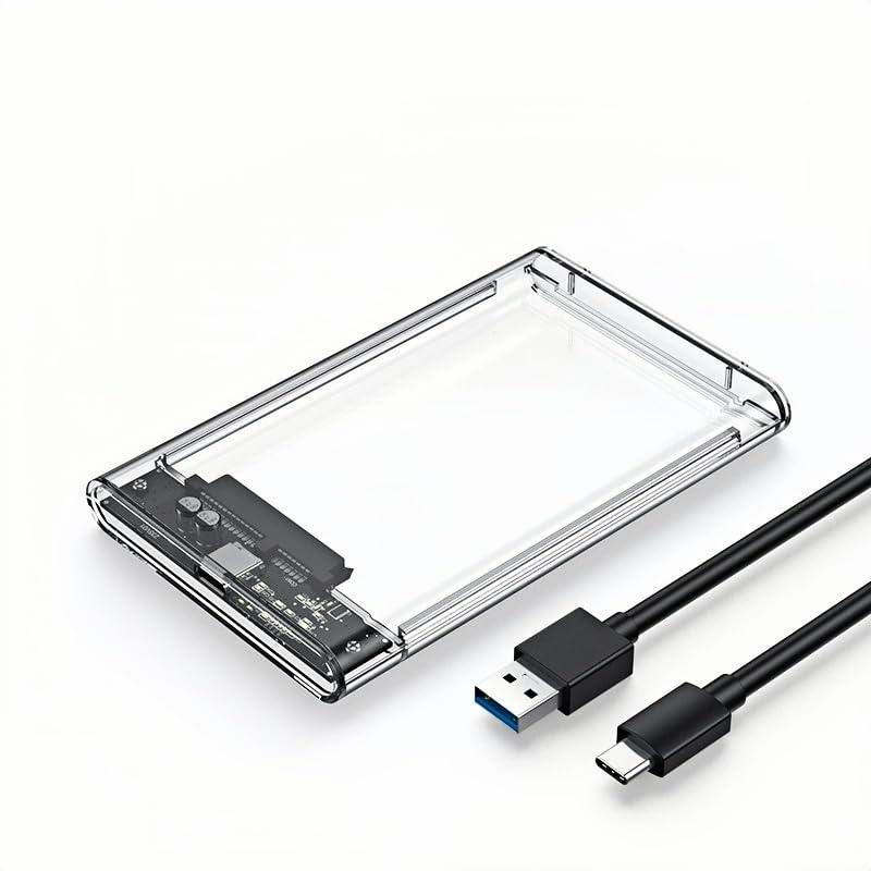 2.5インチ HDD/SSD ケース Type C USB3.1 Gen1/USB3.0 透明 ABS耐摩耗性 ssd 外付けケース Sata ...