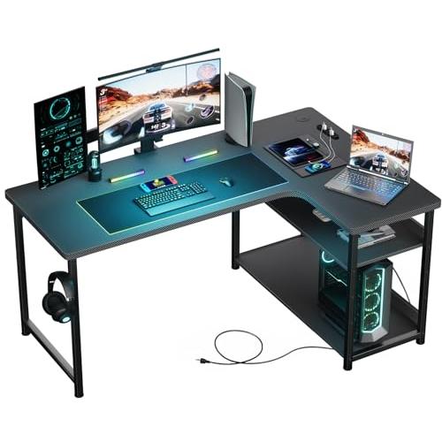 100×60 パソコンデスク ゲーミングデスク K字 机 pcデスク 配線穴付き GTRACING ゲーミングデスク パソコンデスク L字 カーボン調