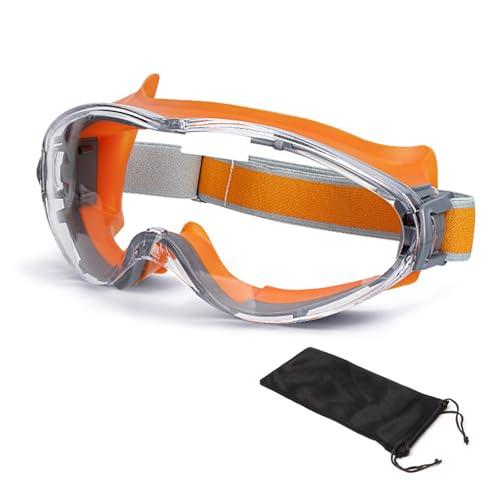 Seehealself 保護ゴーグル 眼鏡対応 防塵メガネ オレンジ ゴーグル
