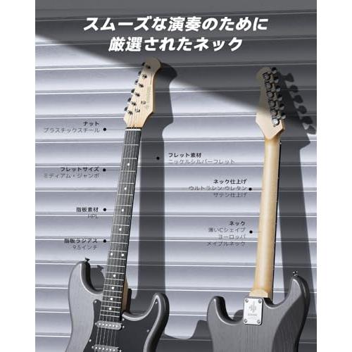 Donner エレキギター 初心者セット STタイプ SSSピックアップ 39インチ フルサイズ ミニアンプ付き 専用ケースとチューナーなどアク