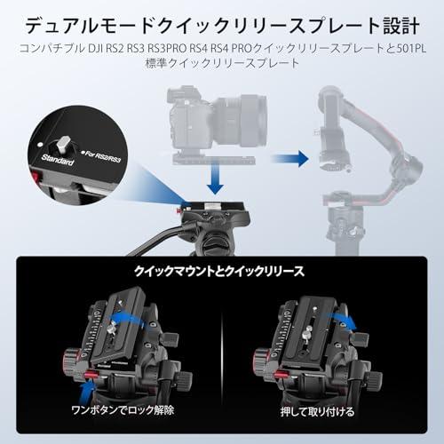 NEEWER 198cm ビデオ三脚 カメラ三脚 フルード雲台/QRプレート