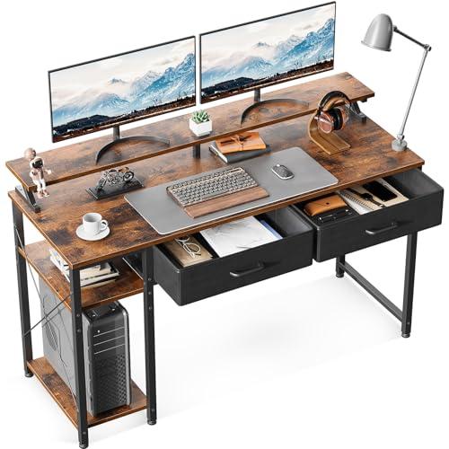 ODK ゲーミングデスク ラック付きデスク 引き出し2杯付き 幅120cm