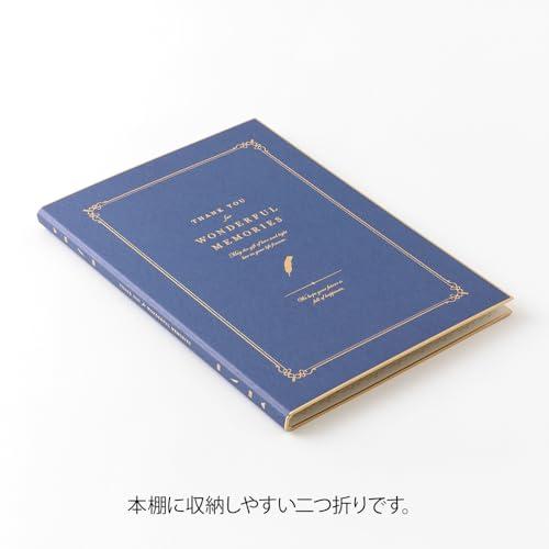 ミドリ 色紙 カラー色紙 寄せ書き A4 シール付 二つ折り 本型 紺