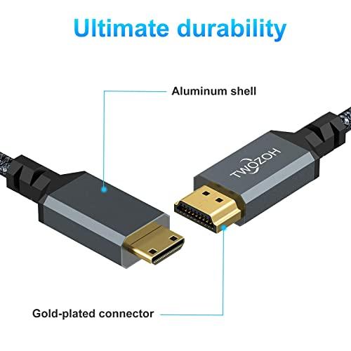 Twozoh 90°コイル状ミニHDMI-HDMIケーブル 直角ミニHDMI-HDMIコイル