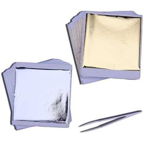 明*ー様 送料無料　金箔　大量まとめ売り　セット　銀箔 Paizizi 箔シートセット 金箔・銀箔 200枚 8*8cm フェイク ゴールド