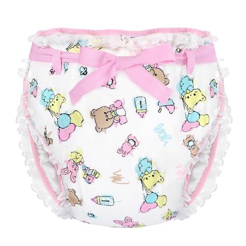 Littleforbig大人用シルキー布おむつカバー保育園レースと蝶結び 調整