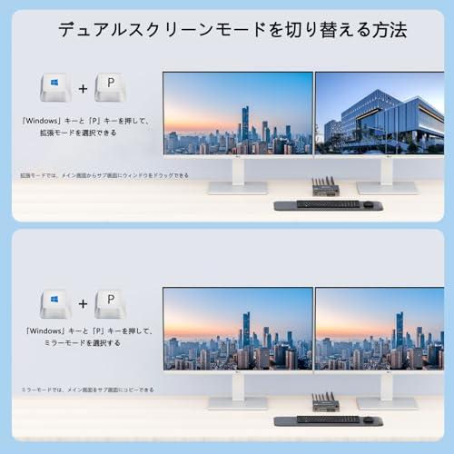 KCEVE デスクトップ＋ラップトップ、2入力2出力 デュアルモニター USB