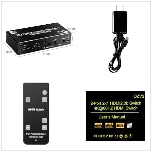 avedio links HDMI音声分離器 光デジタル 4K@60Hz HDMI 切り替え器2