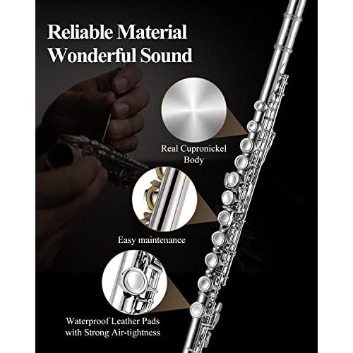 Eastar フルート カバードキー 16穴Eメカ付き オフセットニッケルメッキ Eastar フルート カバードキー 16穴 Eメカ付き オフセット ニッケル