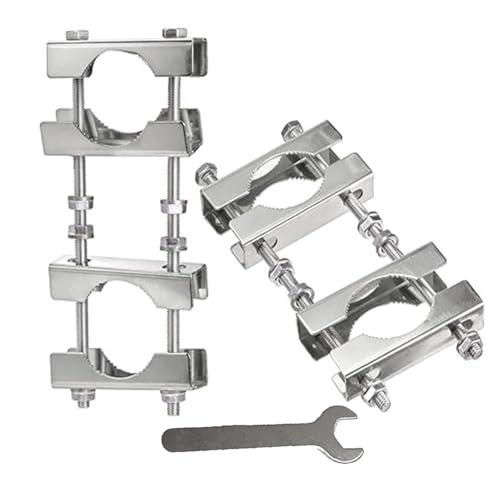 Coehaopike 2 個セット ダブルアンテナマストクランプ パイプ固定金具