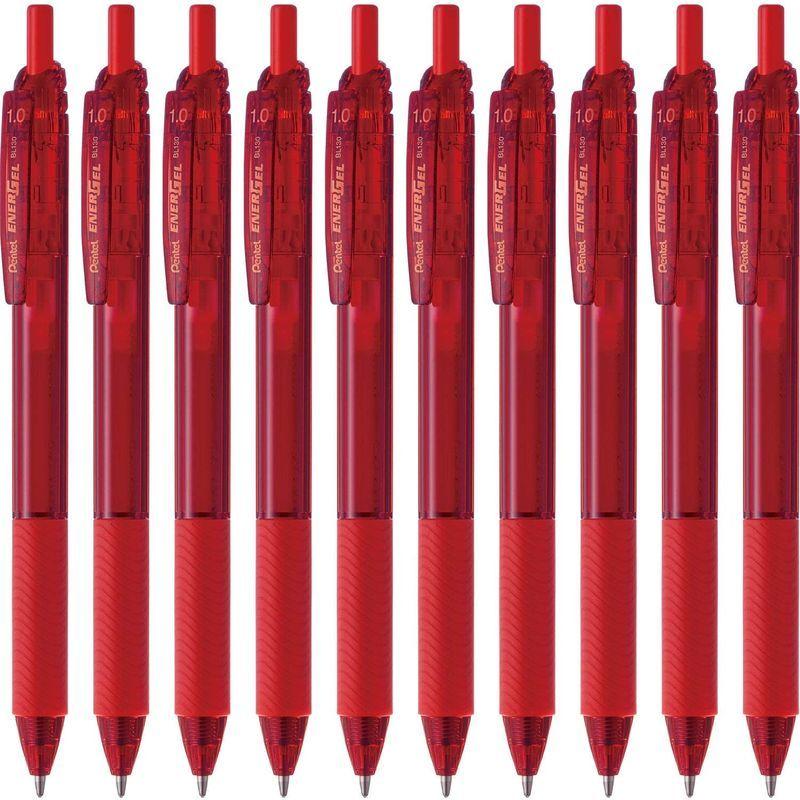 ぺんてる ゲルインキボールペン エナージェルS 1.0mm 赤 10本 BL130-B 交換無料！