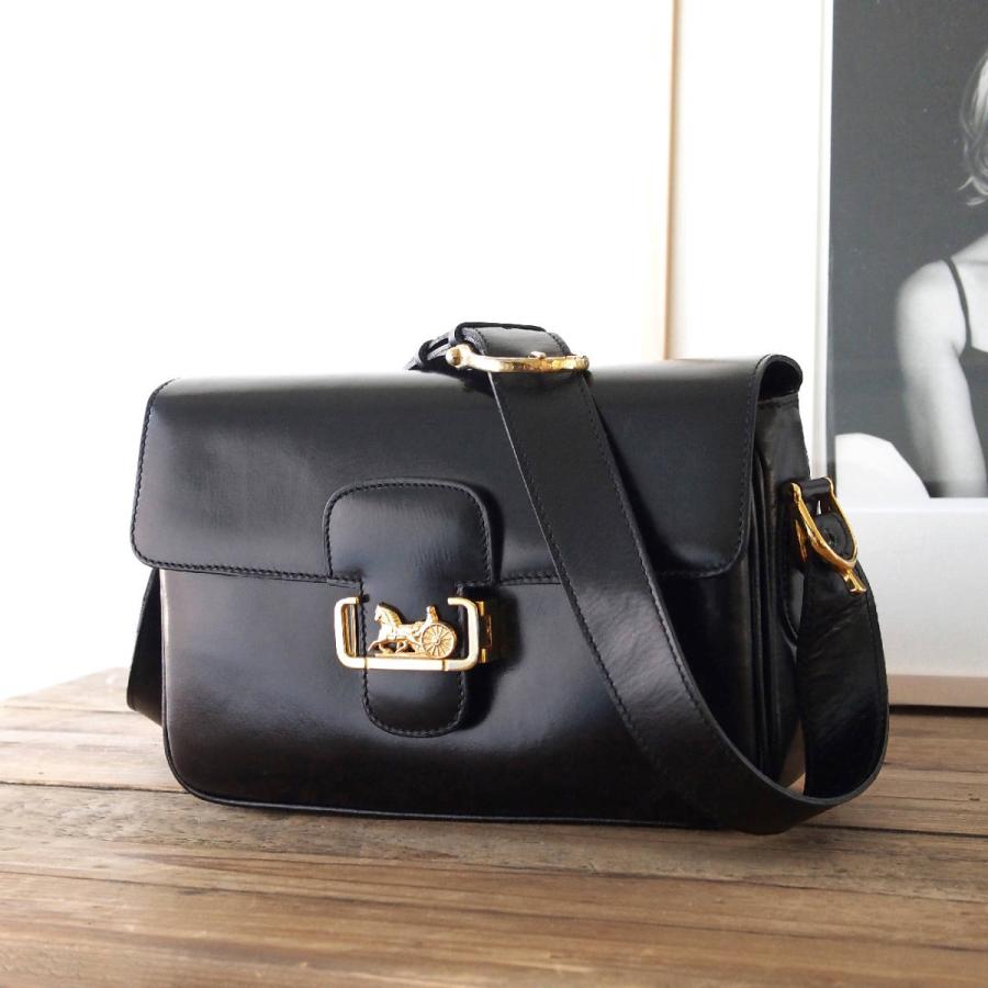 セリーヌ　黒バッグ　馬車金具　ショルダーバッグ　オールドセリーヌ　ビンテージ CELINE セリーヌ ショルダーバッグ 馬車金具 オールドセリーヌ