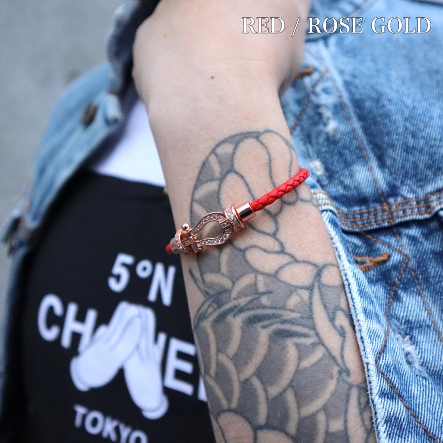 送料無料 フォースブレスレット メンズ レディース レザー ゴールド