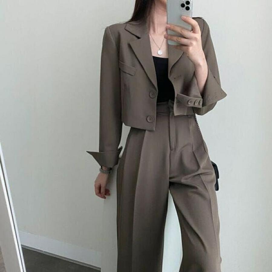 送料無料 定番 韓国風上下セットアップ オルチャン ショート丈  