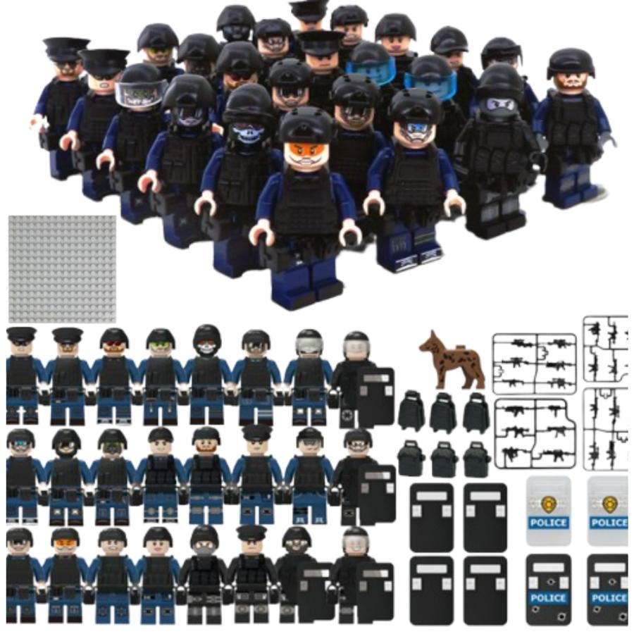 送料無料 レゴ LEGO 互換 ミニフィグ 24体 警察官 警察 POLICE 兵士 ミニフィギュア 基礎版付き 人形 ブロック 銃 武器 装備 互換品 知育玩具 知育 4歳以上 | 