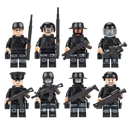 送料無料 LEGO レゴ 互換 ミニフィグ ミニフィギュア 8体 互換 人形 ブロック 兵士 SWAT 特殊部隊 ミリタリー 銃 武器 装備 クラシック 4歳以上 知育玩具 知育 | 