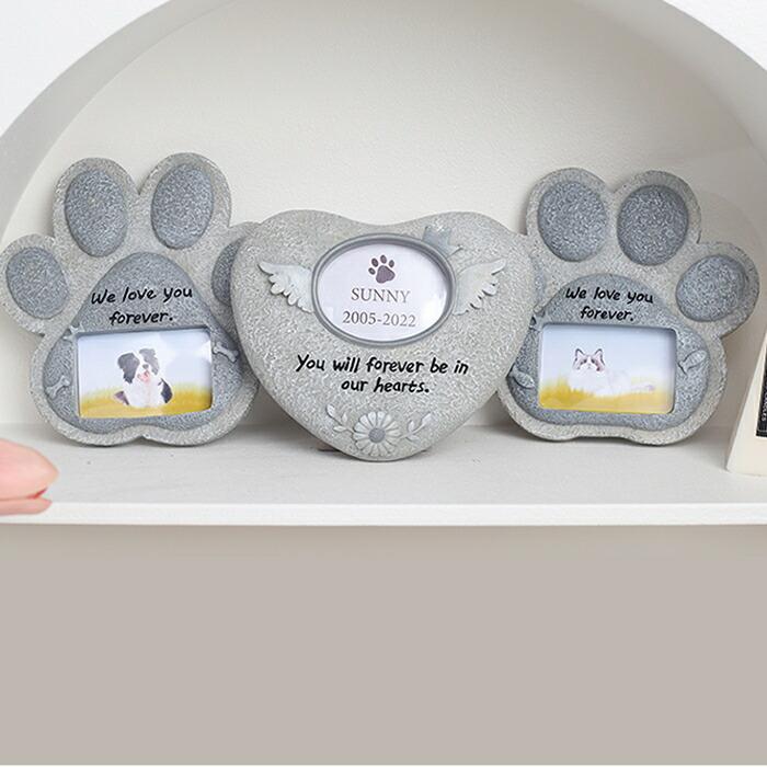 送料無料 ペット 墓石 メモリアル 位牌 仏具 メモリアルオブジェ 犬 愛犬 猫 ハート 記念品 思い出 写真立て 仏壇 | ブランド登録なし | 03