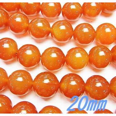 カーネリアンのビーズ ビックサイズビーズ カーネリアン 20.0mm 1粒売り 品質ランク-AA