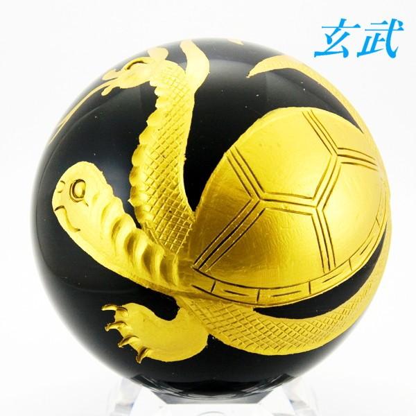 金彫刻丸玉！オブシディアン 110〜120mm玉 台付 青龍（五爪龍）/朱雀