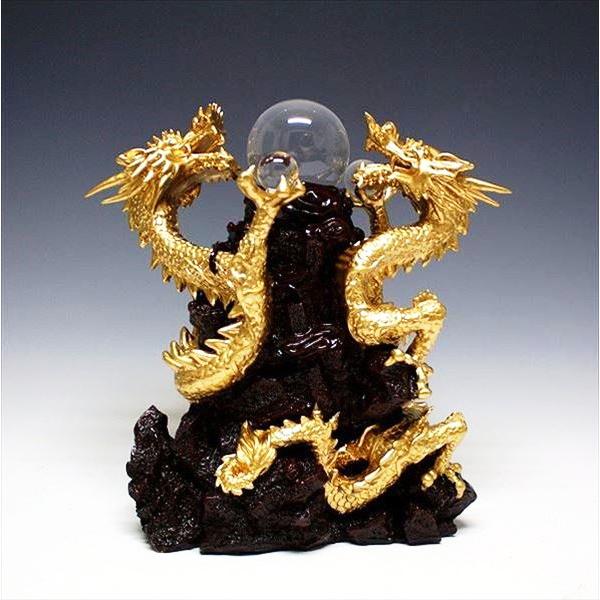 開運置物！ 山水龍 人工水晶3個付 高34×幅34×奥18cm  宅急便のみ対応の画像