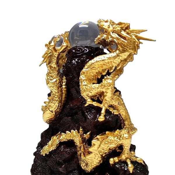 開運置物！ 山水龍 人工水晶3個付 高34×幅34×奥18cm  宅急便のみ対応の画像