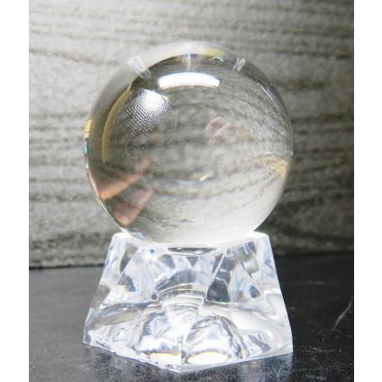 1点物 水晶玉30.5mm玉 台付 水晶さざれ100g付 おすすめ品 穴無 透明度 