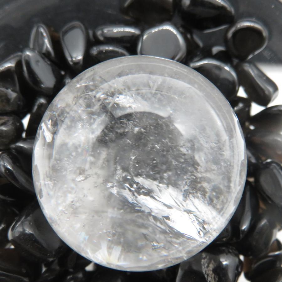 風水さざれ石 モリオン 黒水晶 5×10mm 100g ガラスコップ付 水晶丸玉 