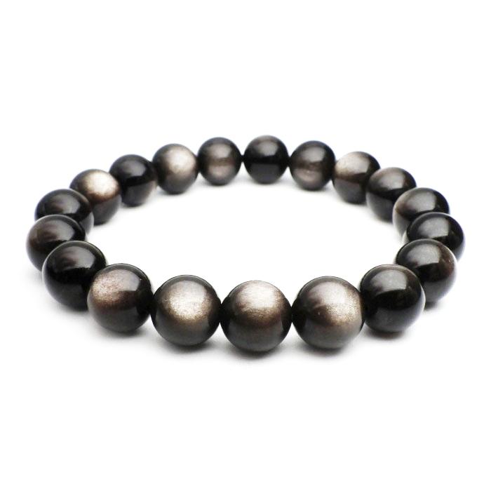 シルバーオブシディアンのブレス ブレスレット シルバーオブシディアン 10.0mm玉 高品質ランク-AAA 内寸