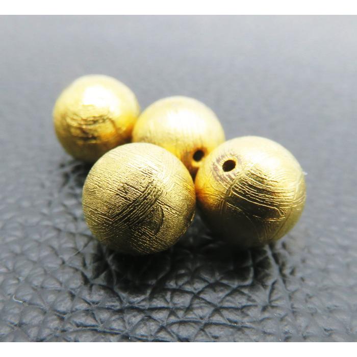 鉄質隕石ビーズ ギベオン Meteorite(メテオライト)  ゴールド 12.0mm玉 1粒売り  ムオニナルスタ メテオライト  ラウンド 穴空 パワーストーンの画像