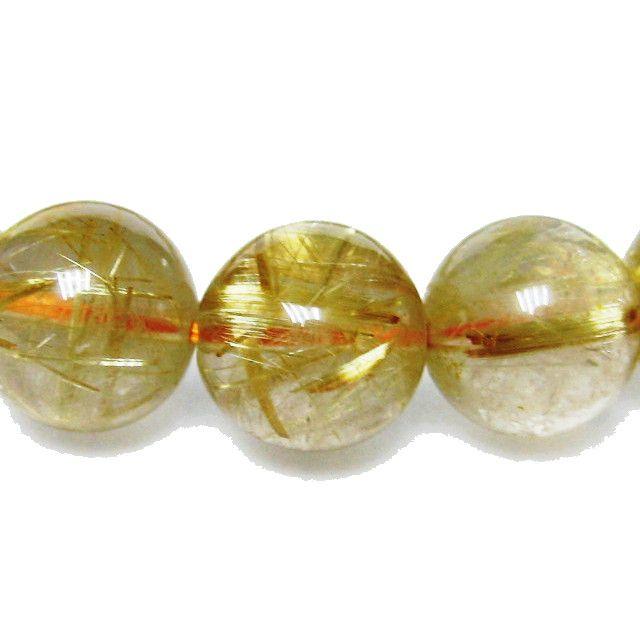 高品質ブレスレット ルチルクォーツ 10.0mm玉 16.0cm/19粒 : luz