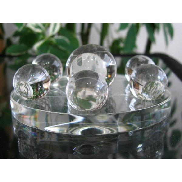 置物 七星陣アクリル盤　90mm前後　天然純 水晶玉30mm/20mm玉