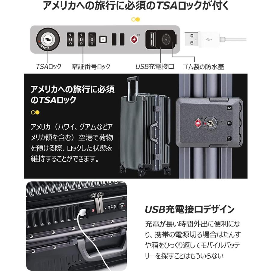 RIRAKIE スーツケース 前ポケット キャリーケース 機内持ち込み