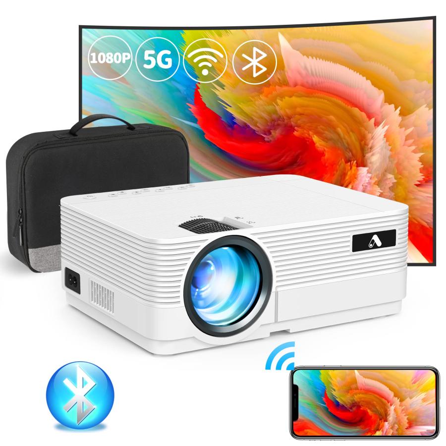 プロジェクター 小型 WiFi 1080PフルHD 9500LM - 5GWiFi Bluetooth5.1