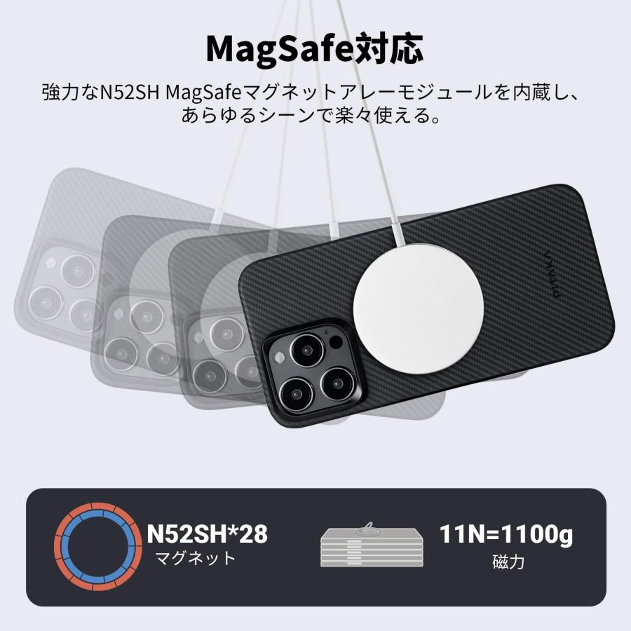 PITAKA」 iPhone 15 Pro用 ケース 600Dアラミド繊維製 MagSafe対応 