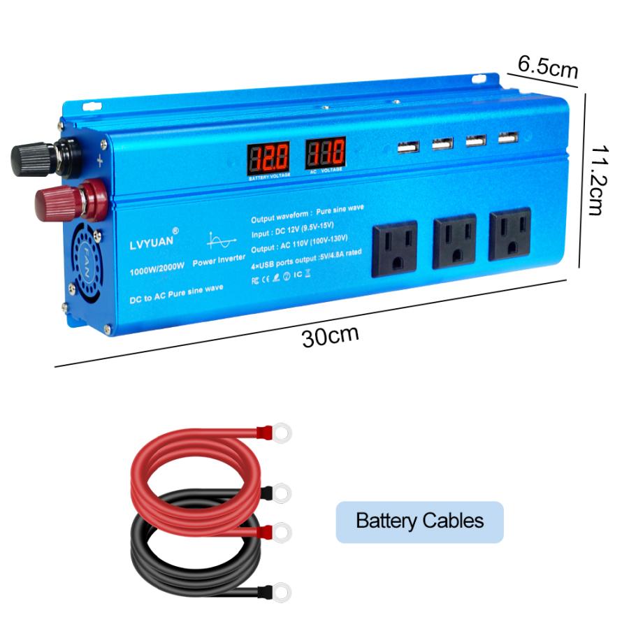 2022モデル インバーター 正弦波 12V 1000W 最大 2000W DC 12V(直流) AC100V(交流) 変換 AC コンセント×3、USBソケット×4 カーインバーター太陽光発電 :1000wchun4usb3ac-12v:LVYUAN - 通販 - Yahoo!ショッピング 2022モデル インバーター 正弦波 12V 1000W 最大 2000W DC 12V(直流) AC100V(交流) 変換 AC コンセント×3、USBソケット×4 カーインバーター太陽光発電 :1000wchun4usb3ac-12v:LVYUAN - 通販 - Yahoo!ショッピング