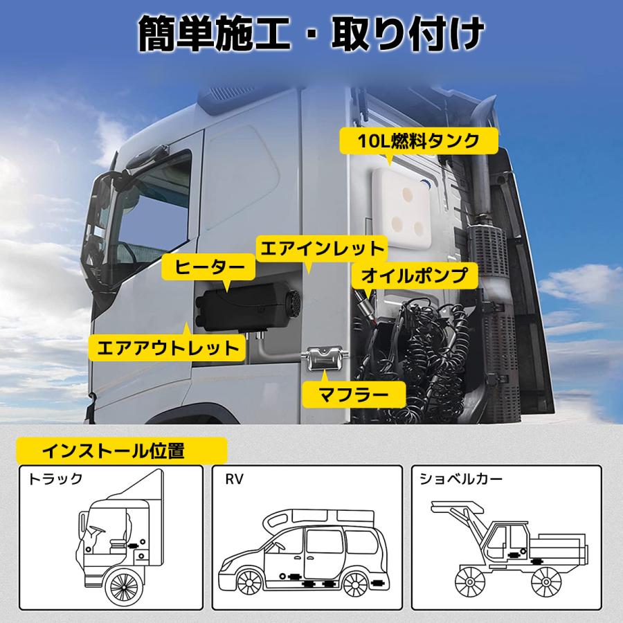 LVYUAN12V 5KW車用 軽油 エアヒーター FFヒーター 燃料ヒーター 車用