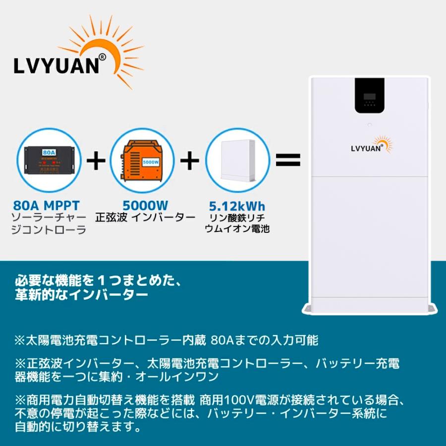 LVYUAN（リョクエン）蓄電池 5.12kWh 縦型ハイブリッド蓄電システム