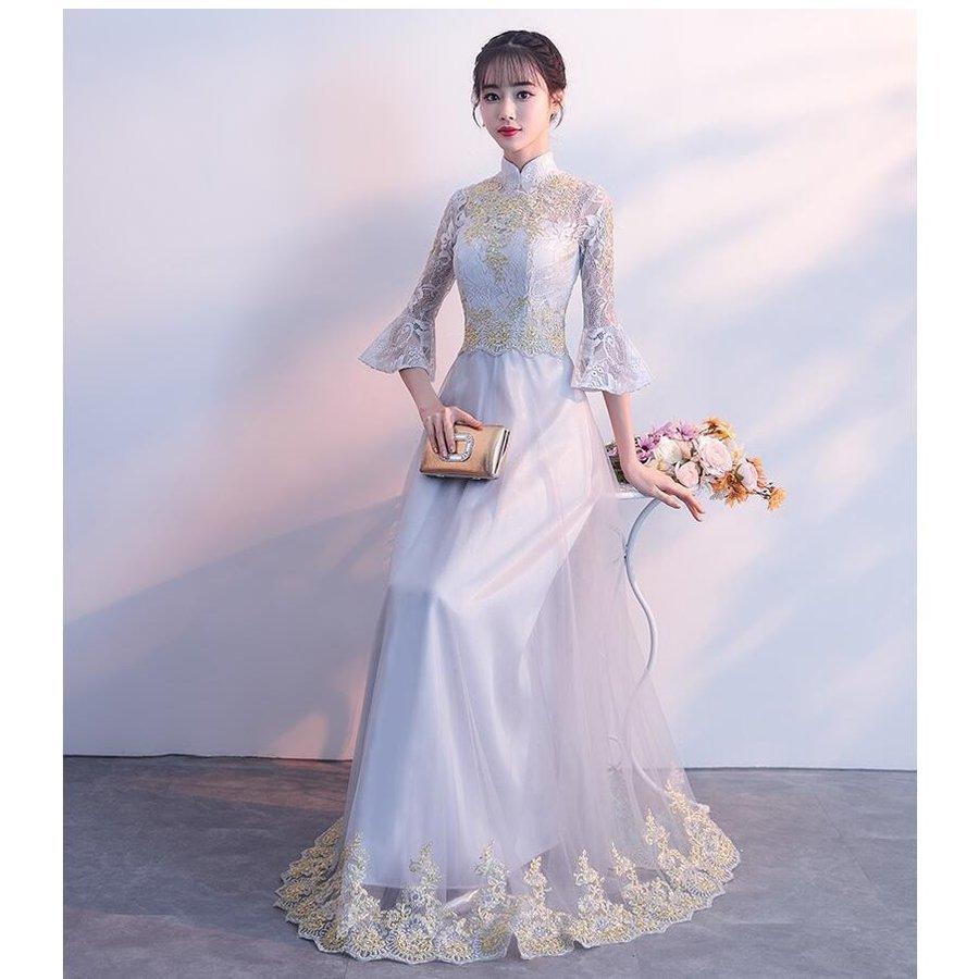 日本未発売 立ち襟 パーティードレス レディース 結婚式 大きいサイズ 袖あり ロングドレス マキシ丈 レース ウエディングドレス 発表会 忘年会 披露宴 フォーマル 大人 パーティドレス お届け方法によって納期が違う 佐川急便 入金確認後5 7営業日発送 土日祝日除く