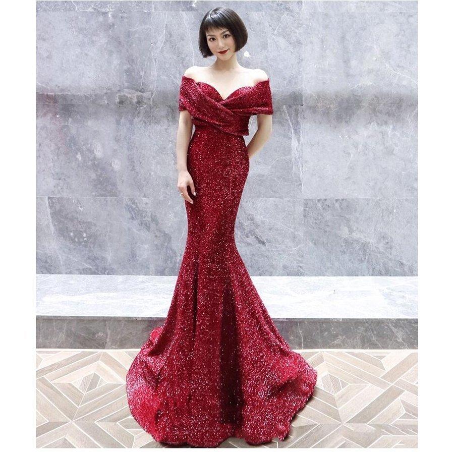 オフショルダー マーメイドドレス ロングドレス パーティードレス 結婚式 ウエディングドレス フォーマルドレス お呼ばれ 二次会 披露宴 謝恩会 上品 30代40代 マーメイドライン お届け方法によって納期が違う 了解です Avenida7 Com