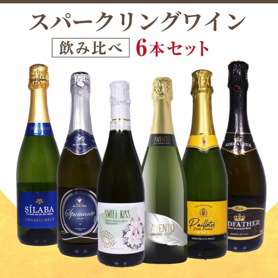 スパークリングワイン 6本セット イタリア スペイン フランス 飲み比べ