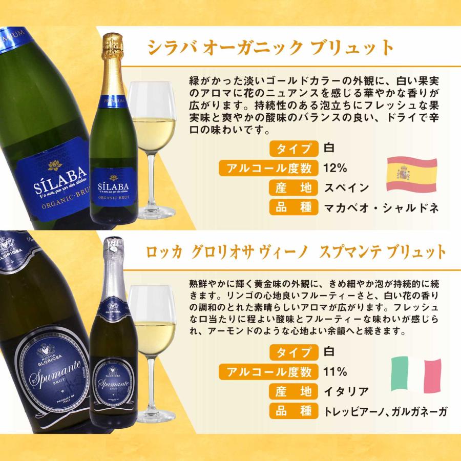 スパークリングワイン 6本セット イタリア スペイン フランス 飲み比べ
