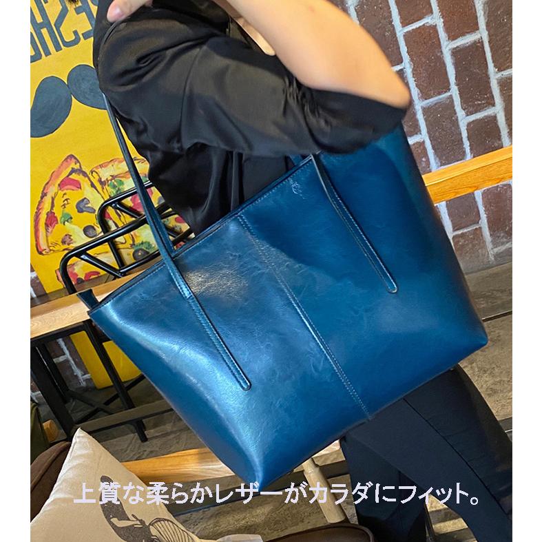 【未使用級】レクサス トートバッグ ヴィーガンレザー 肩掛け A4可 ネイビー トートバッグ ビジネスバッグ レディース メンズ 本革 a4 通勤バッグ