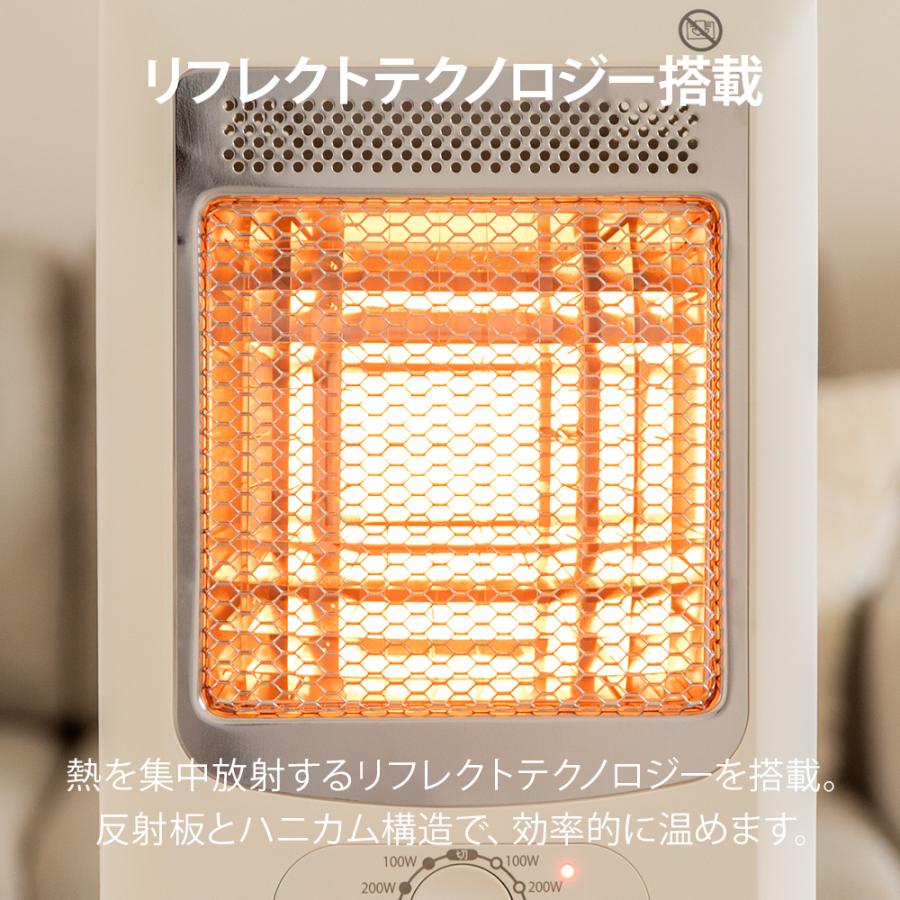 電気代対策】電気ストーブ200W省エネ対応 ハニカム構造 転倒時自動オフ