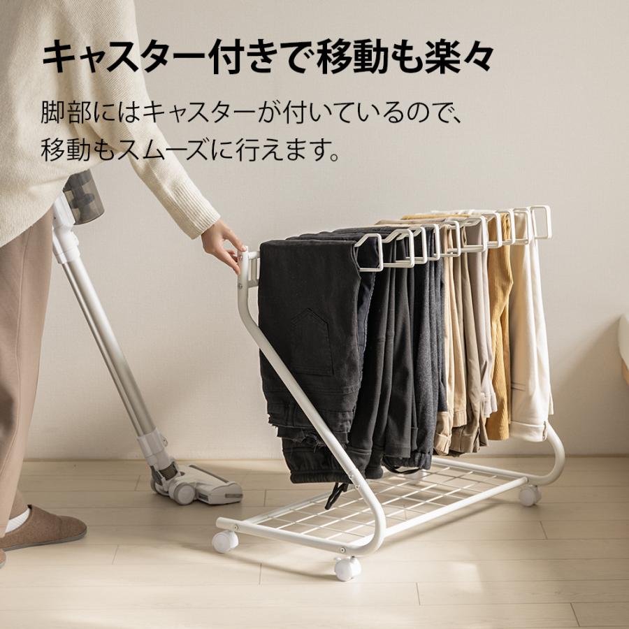 棚付き スラックスハンガーラック キャスター付き 高さ調節 20本掛け